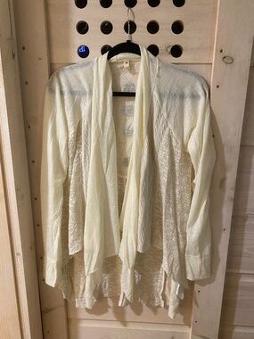 Anthropologie (Tiny) Scarf Neck Cream Sweater/ Cardigan